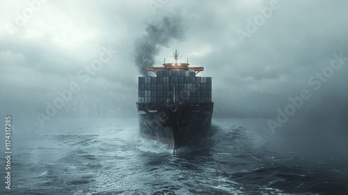 Cargo Ship Braving a Stormy Sea photo