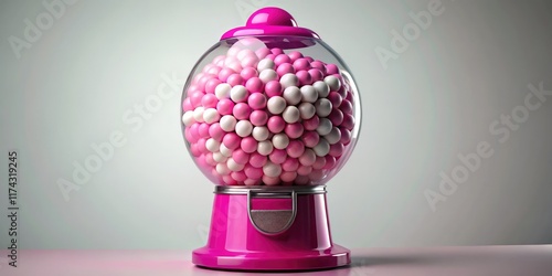 Modern Pink Gumball Machine, Pink & White Gum Balls, Fashion Photography photo