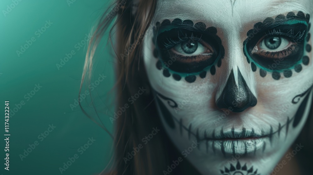 Naklejka premium portrait of a girl with a Ghost face painting