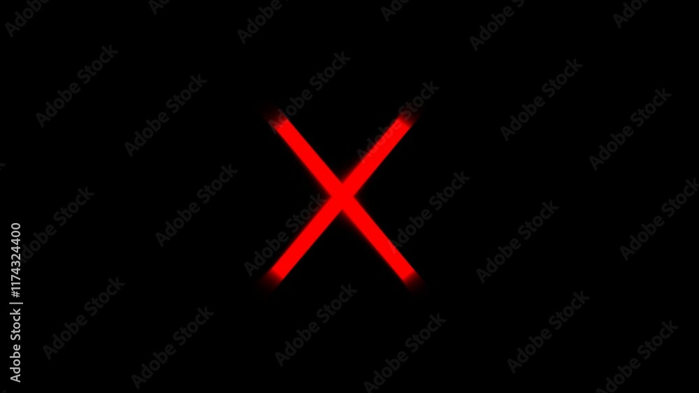Red cross mark symbol animation wrong acceptance or incorrect cross symbol with alpha channel. Wrong Check Marks Animation, remove button, reject icon, cancel sign.