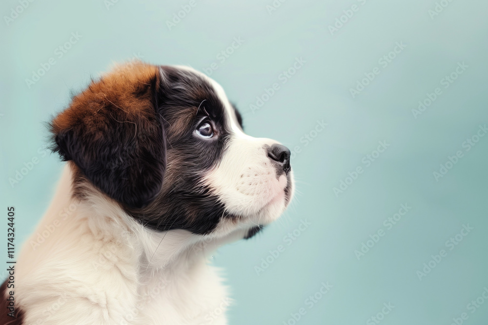 Saint Bernard Puppy Looking Tenderly at Camera, Adorable Portrait of a Loving Family Pet Ready for Adoption Saint Bernard Puppy Looking Tenderly at Camera, Adorable Portrait of a Loving Family Pet Ready for Adoption