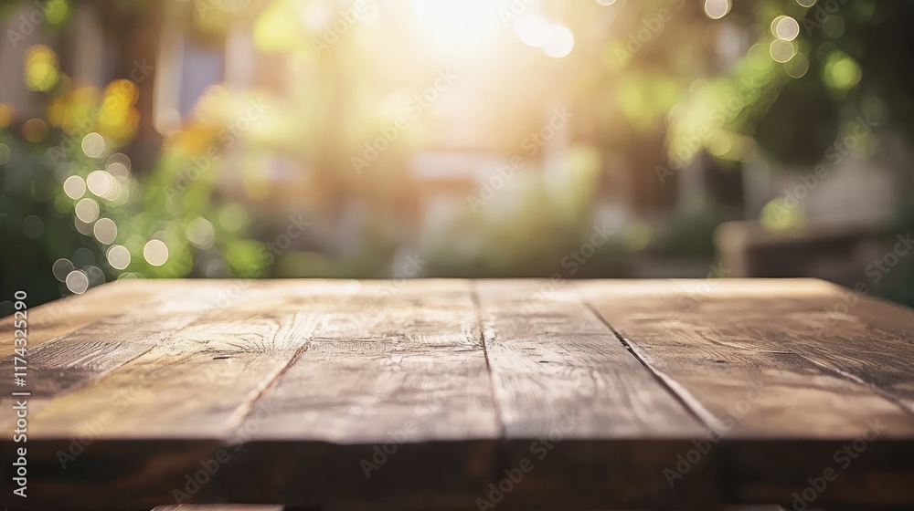 Empty wooden table, workspace bokeh background Empty wooden table, workspace bokeh background