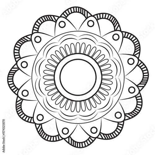 Round mandala for coloring on white background