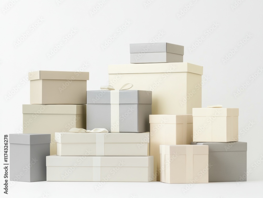 Monochromatic gift boxes in neutral tones
Monochromatic gift boxes in neutral tones