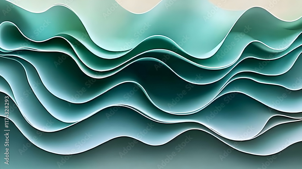 Teal Wave Abstract Illustration Teal Wave Abstract Illustration
