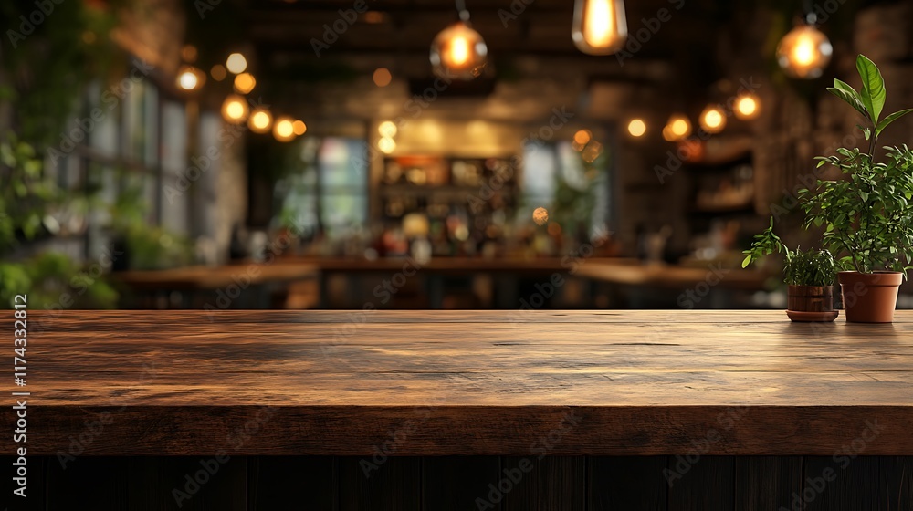 Capturing cozy interior with wooden counter in urban photography Capturing cozy interior with wooden counter in urban photography