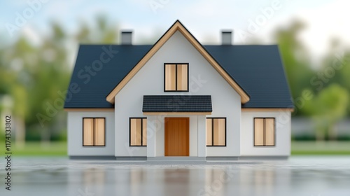 Wallpaper Mural Modern Family House with Big Windows and Stylish Architecture Surrounded by Greenery in a Bright Outdoor Environment Torontodigital.ca