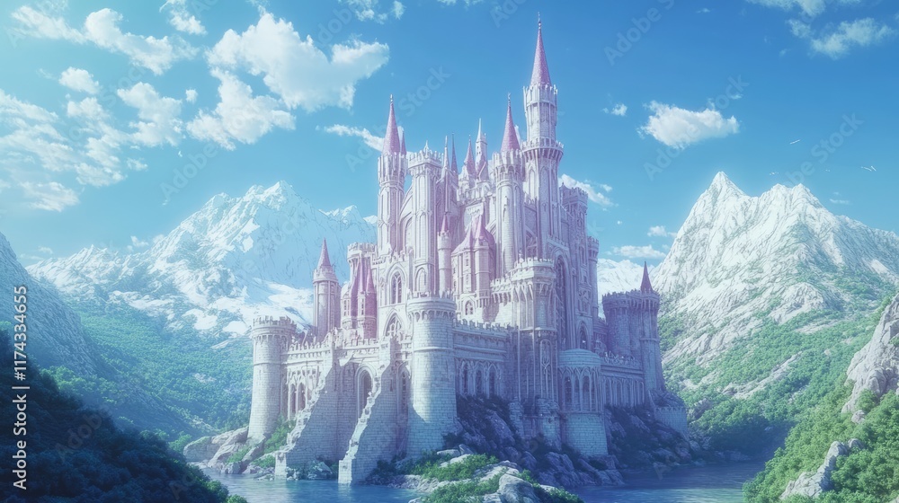 Fototapeta premium fairy tail inspired beautiful princess castle,.