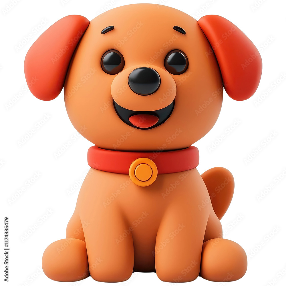 Fototapeta premium Cute cartoon dog with orange fur and happy expression