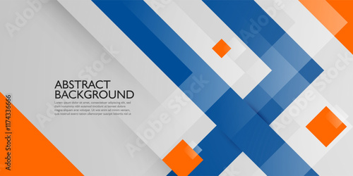 Triangle geometric abstract 3D background with blue and orange stripes arrows concept pattern. Bright colorful design banner. Eps10 vector