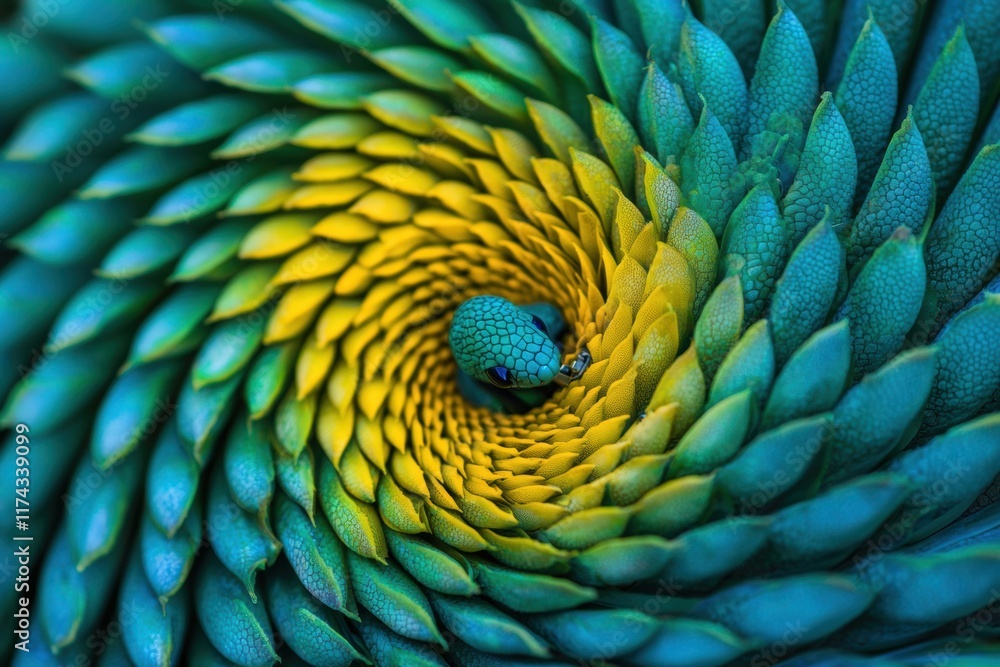 Obraz premium Vivid Spiral of Green and Yellow Succulent Leaves in Detail