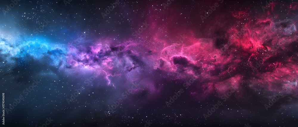 Vast Cosmic Nebula of Colorful Gas and Dust Against a Starry Night Sky in Deep Space Vast Cosmic Nebula of Colorful Gas and Dust Against a Starry Night Sky in Deep Space