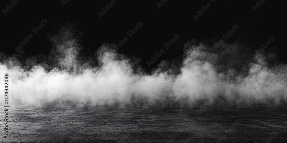 Abstract image of smoke and fog over a dark concrete floor. Abstract image of smoke and fog over a dark concrete floor.