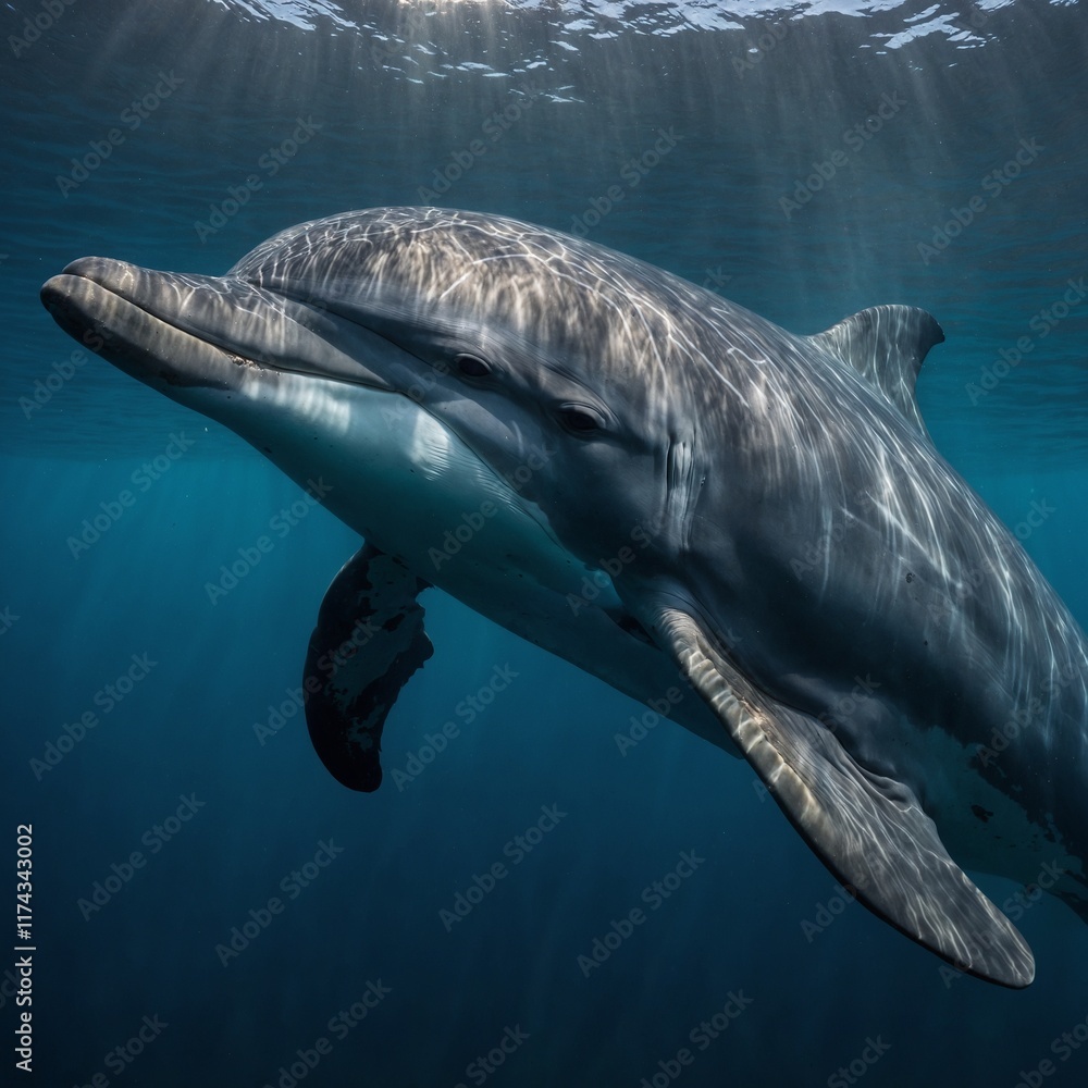 Fototapeta premium A ghostly dolphin glowing softly.
