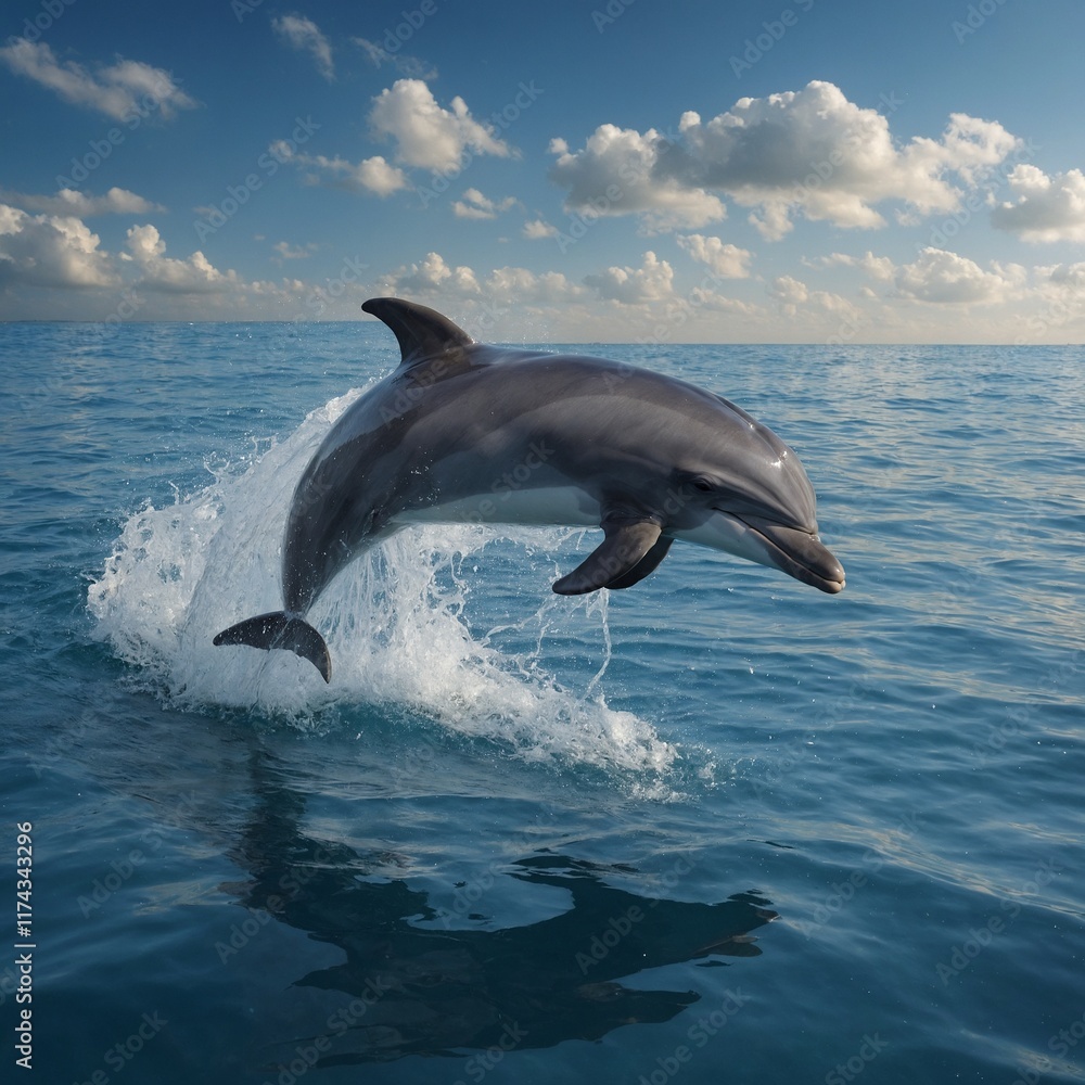 Fototapeta premium A dolphin flying with angel wings.