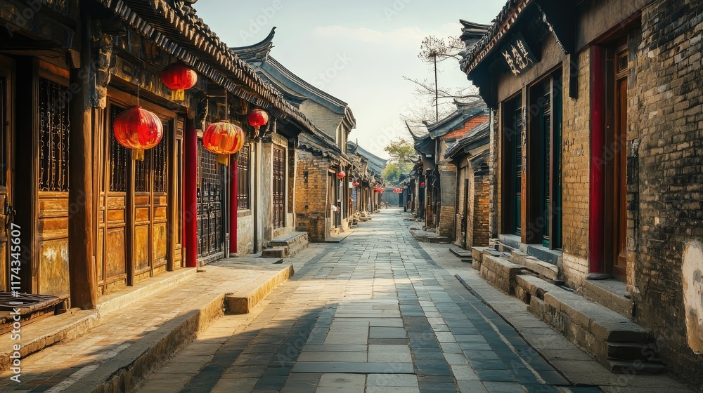Fototapeta premium Ancient Chinese architecture, ancient town streets
