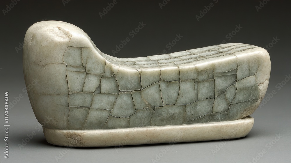 A jade-like stone object with a curved shape, possibly a decorative or functional item. A jade-like stone object with a curved shape, possibly a decorative or functional item.