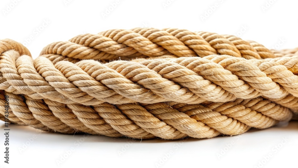 High-resolution macro shot of isolated hemp/jute rope; twisted texture, nautical/climbing style, royalty-free stock image. High-resolution macro shot of isolated hemp/jute rope; twisted texture, nautical/climbing style, royalty-free stock image.