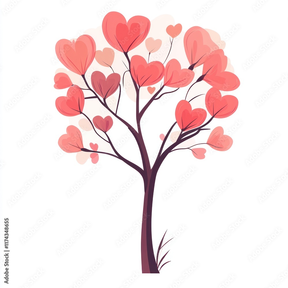 Obraz premium Heart-shaped leaves on a tree. (1)