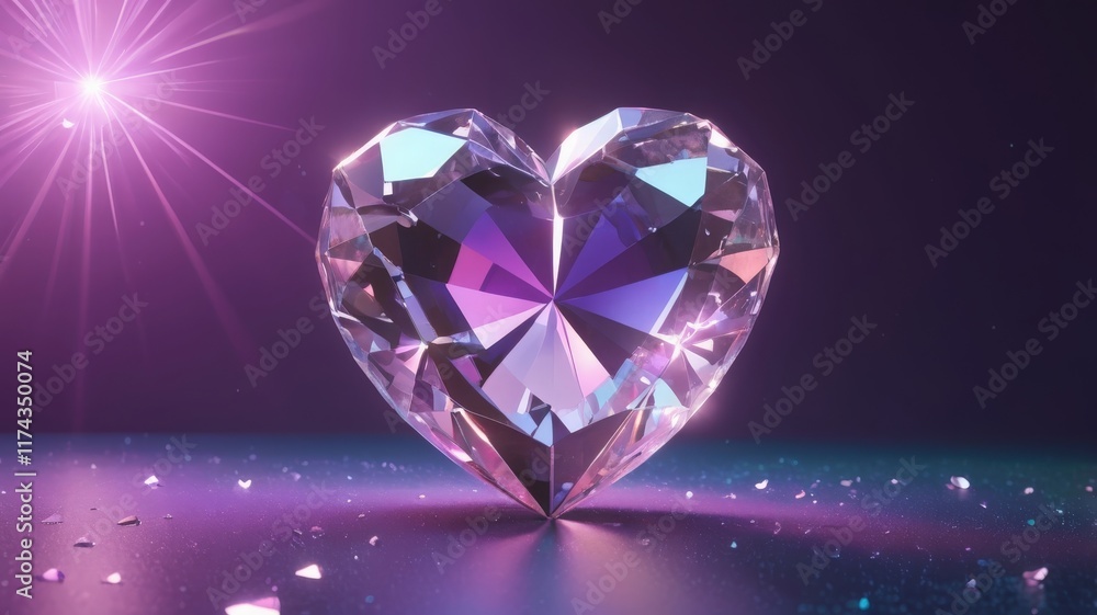 Stunning 3D Rendering of Crystal Heart with Refraction Effects Stunning 3D Rendering of Crystal Heart with Refraction Effects