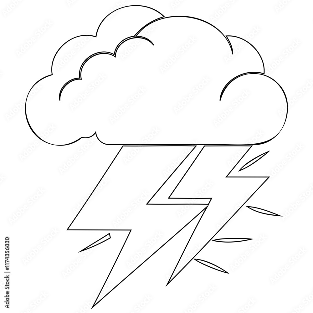 Black Thunderstorm Outline or line art vector Illustration Minimalist Flat Vector Design Black Thunderstorm Outline or line art vector Illustration Minimalist Flat Vector Design