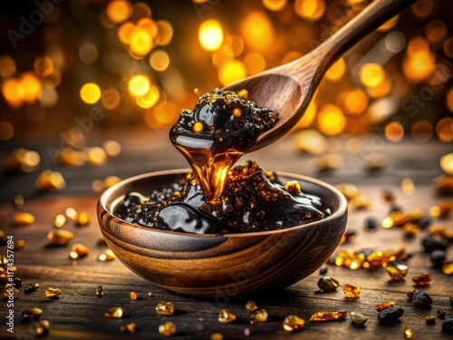 Shilajit Resin Pour, Gold Flakes, Luxurious Texture