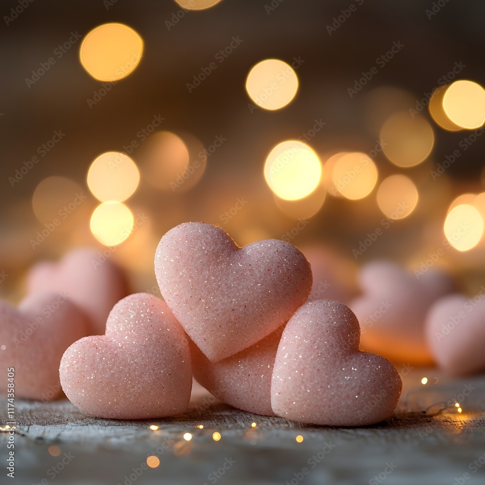 Fototapeta premium Sparkling Hearts A Romantic Valentine s Day with Sweet and Captivating Charm