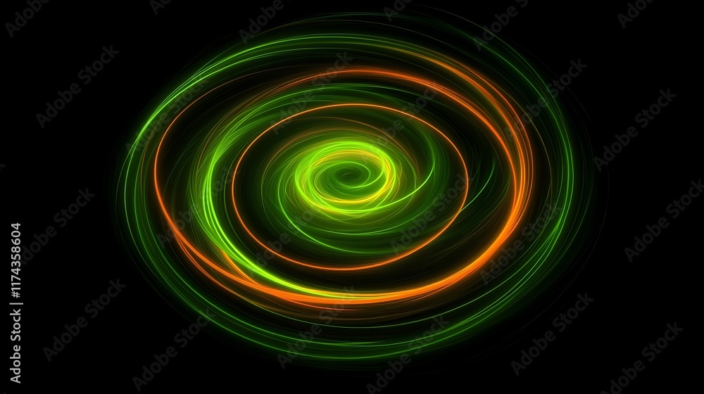 Abstract Green and Orange Swirling Spiral Design Abstract Green and Orange Swirling Spiral Design