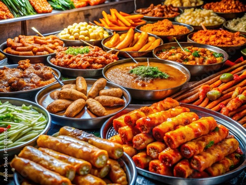 Silhouette Korean Street Food Market Delicacies