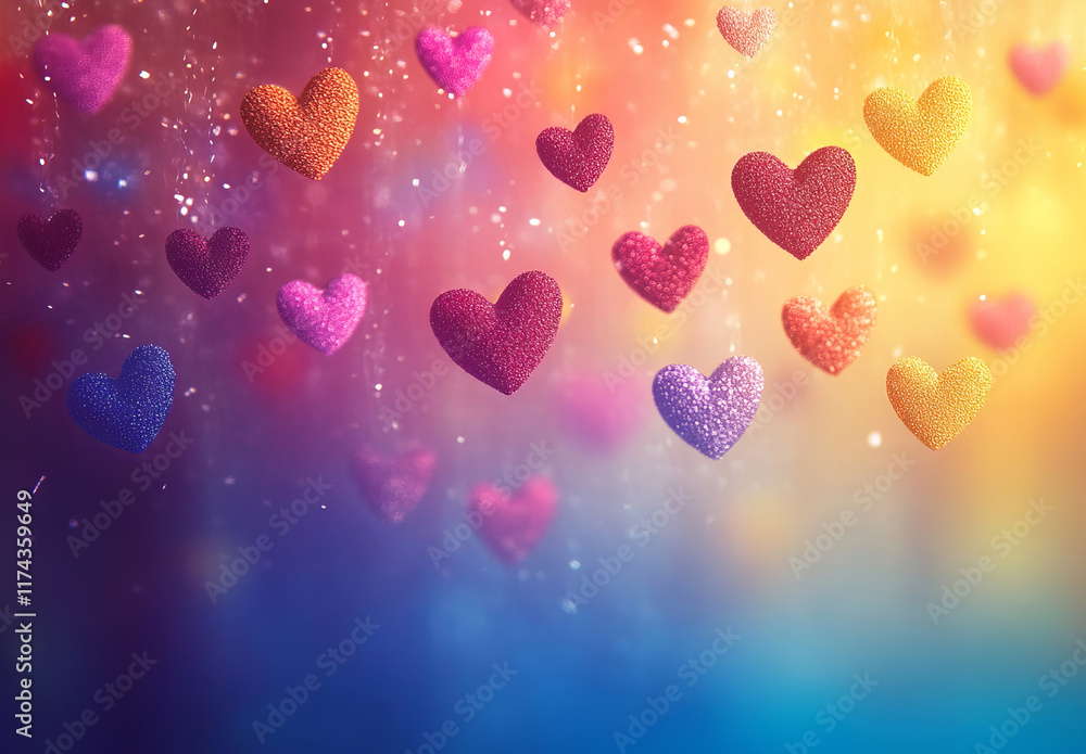 A vibrant background featuring an array of colorful hearts in a gradient palette. The lively and cheerful composition conveys themes of love and positivity. A vibrant background featuring an array of colorful hearts in a gradient palette. The lively and cheerful composition conveys themes of love and positivity.
