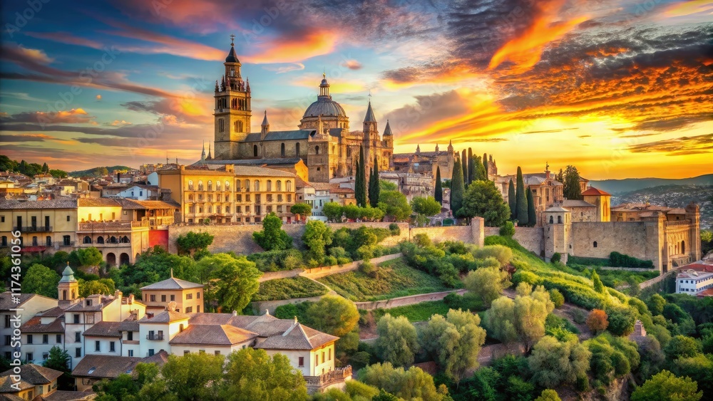 Fototapeta premium Spanish Culture Rule of Thirds AI Photo, Spanish Architecture, Spanish Landscape, Artistic Photography