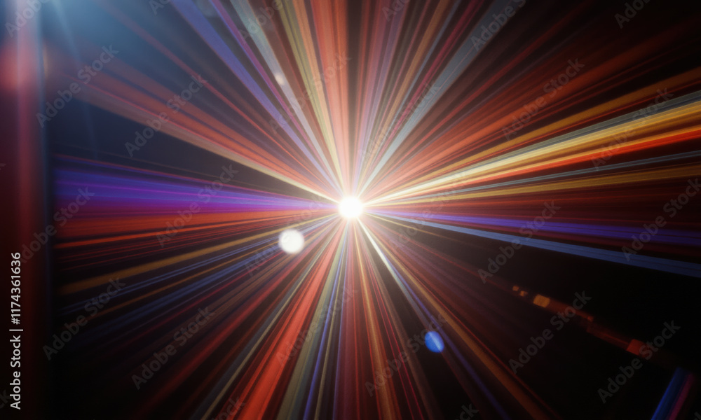 Vibrant prism light rays radiate from central point, creating stunning visual effect. colorful beams blend harmoniously, evoking sense of wonder and energy Vibrant prism light rays radiate from central point, creating stunning visual effect. colorful beams blend harmoniously, evoking sense of wonder and energy