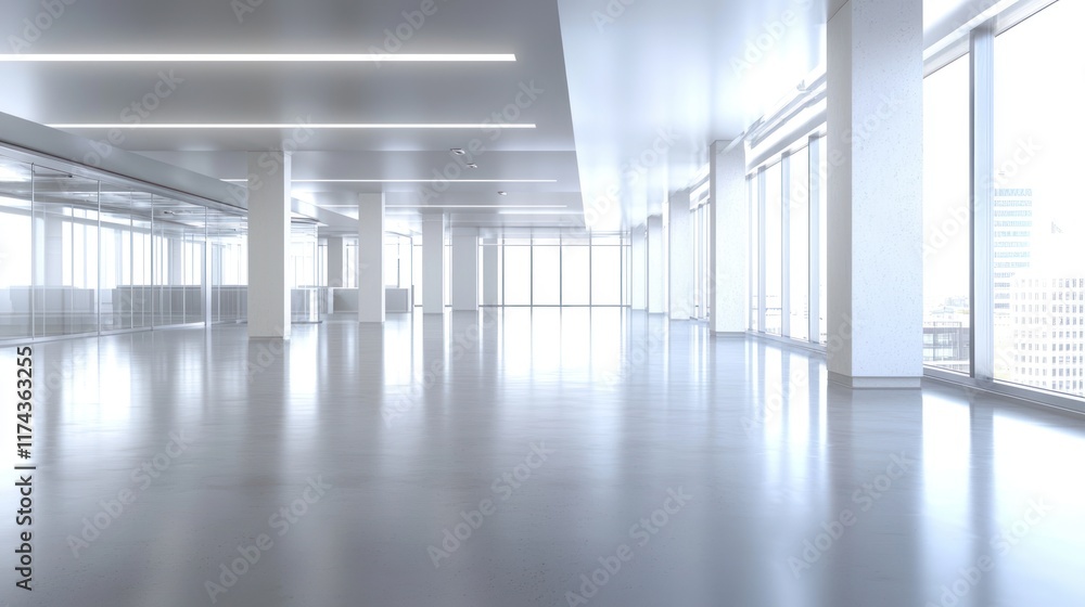 Fototapeta premium Modern Empty Office Space with City View