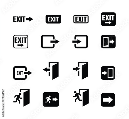 Vector exit icon set