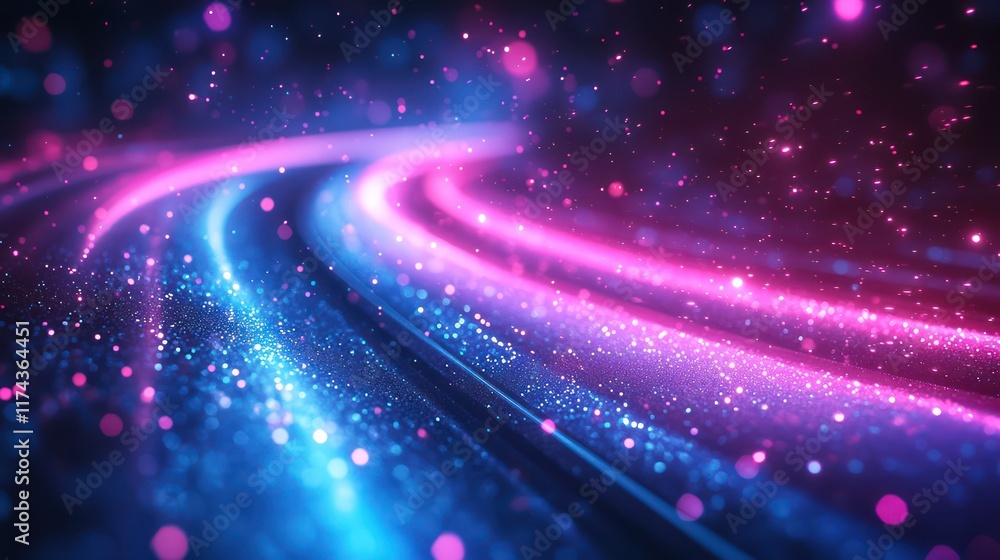 Fototapeta premium Cosmic Nebula: Pink and Blue Glitter Trails