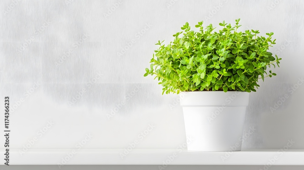 Fototapeta premium Vibrant green plant display minimalist interior photography bright atmosphere close-up nature aesthetics