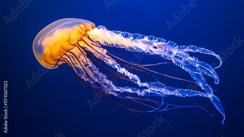 Majestic Golden Jellyfish Underwater