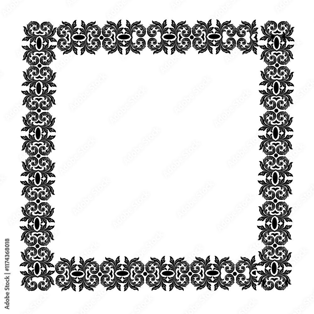 Valentine Day Square Frame Ornament Black and white vector design on white background generated Ai Valentine Day Square Frame Ornament Black and white vector design on white background generated Ai