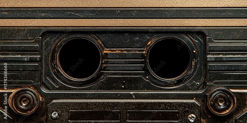 Fototapeta premium Black and gold old fashioned tape recorder