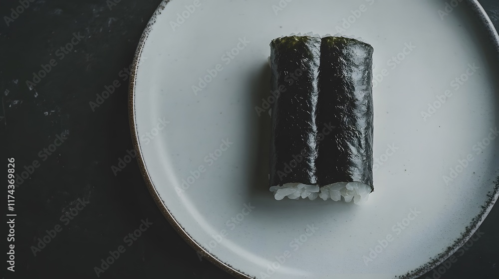 Sushi preparation kitchen food photography minimalist setting top view culinary art Sushi preparation kitchen food photography minimalist setting top view culinary art