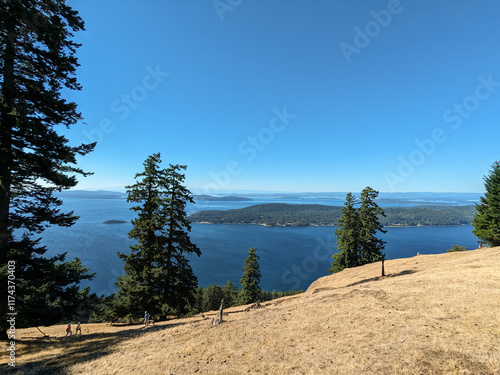 Tableau sur toile View of the southern gulf islands from Brown Ridge on Saturna Island BC