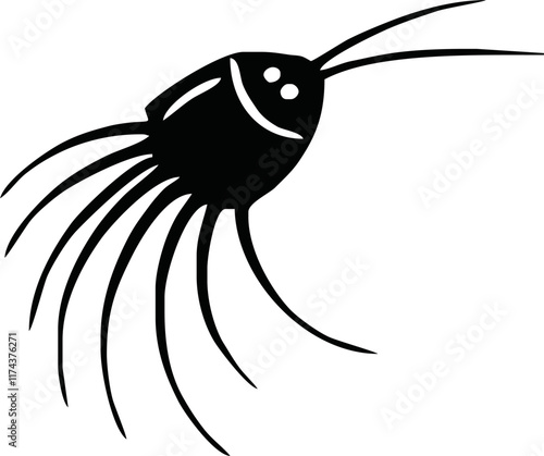 Zooplankton black silhouette, flat vector illustration isolated on white background. Collection of microscopic plankton, inhabitants of underwater life - ocean, sea and freshwater