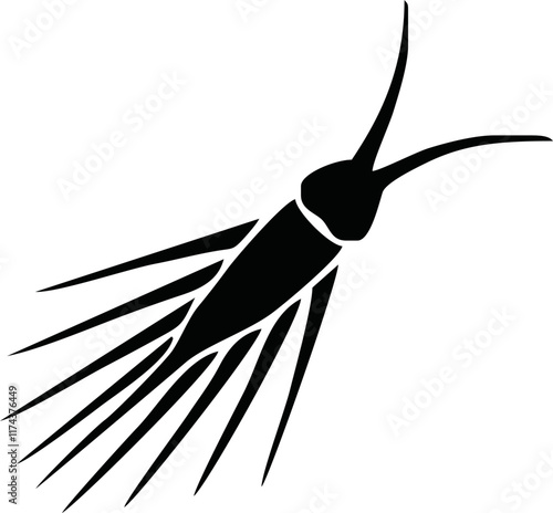 Zooplankton black silhouette, flat vector illustration isolated on white background. Collection of microscopic plankton, inhabitants of underwater life - ocean, sea and freshwater