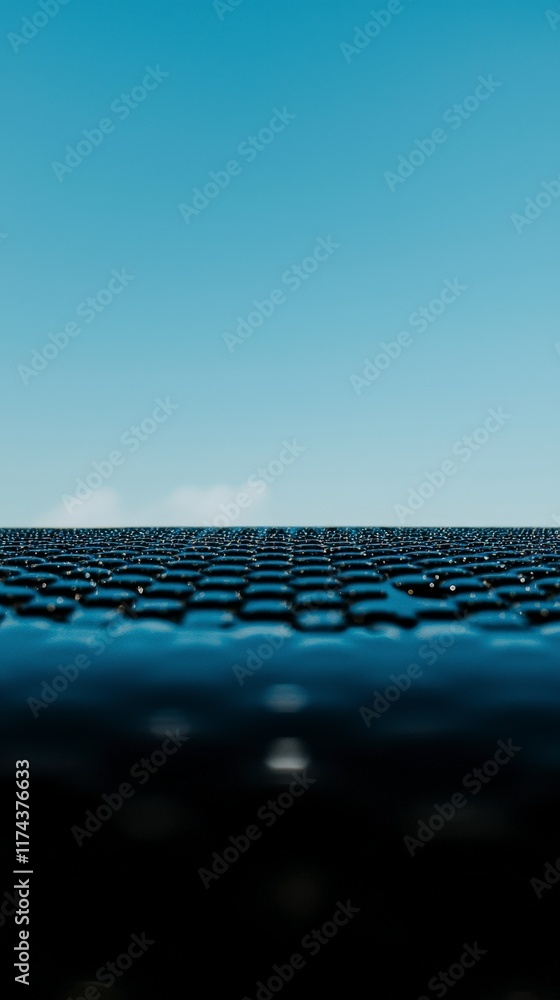 Fototapeta premium Futuristic Blue Sky Black Grid Texture Abstract Background Image