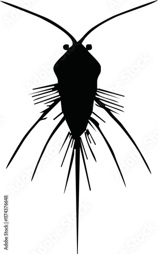 Zooplankton black silhouette, flat vector illustration isolated on white background. Collection of microscopic plankton, inhabitants of underwater life - ocean, sea and freshwater