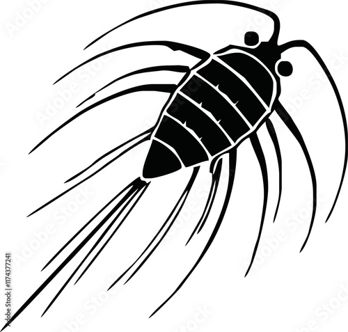 Zooplankton black silhouette, flat vector illustration isolated on white background. Collection of microscopic plankton, inhabitants of underwater life - ocean, sea and freshwater
