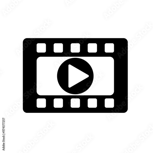 Flat video, music, tv, movie icon vector illustration