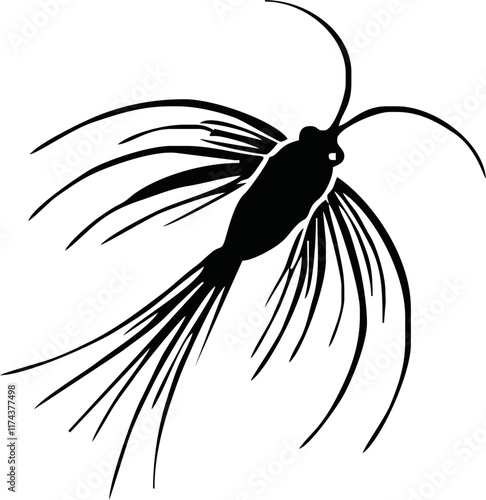 Zooplankton black silhouette, flat vector illustration isolated on white background. Collection of microscopic plankton, inhabitants of underwater life - ocean, sea and freshwater