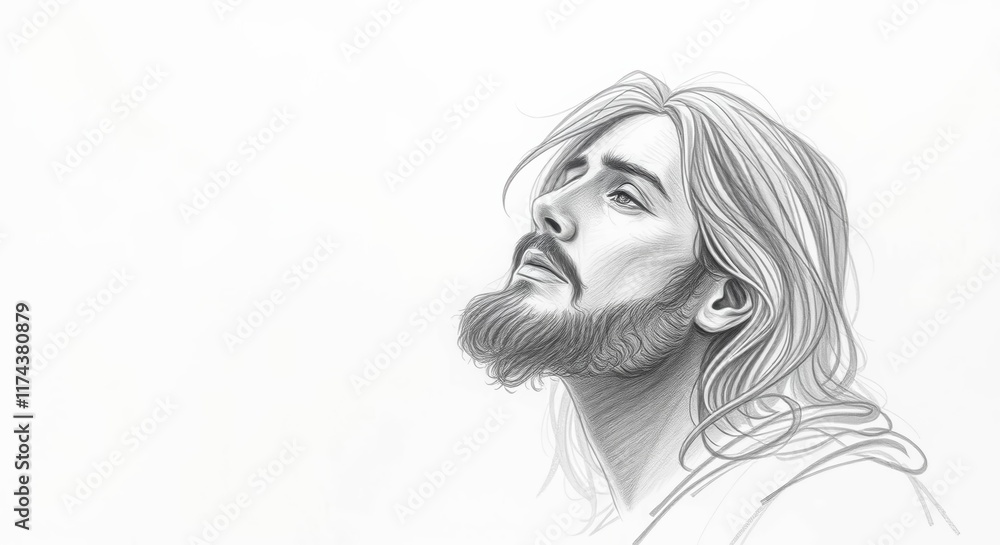 a realistic pencil portrait of Jesus Christ a realistic pencil portrait of Jesus Christ