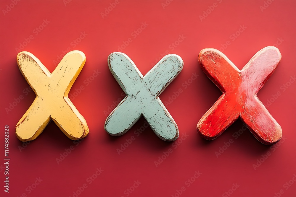 Obraz premium Group of Colorful Wooden Xs.